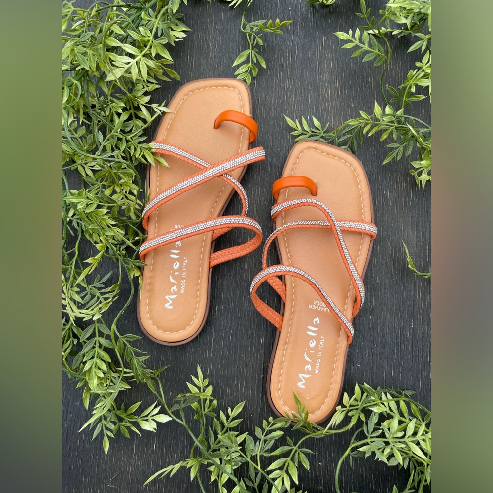 Embellished Orange Sandals. - Picture 3 of 6